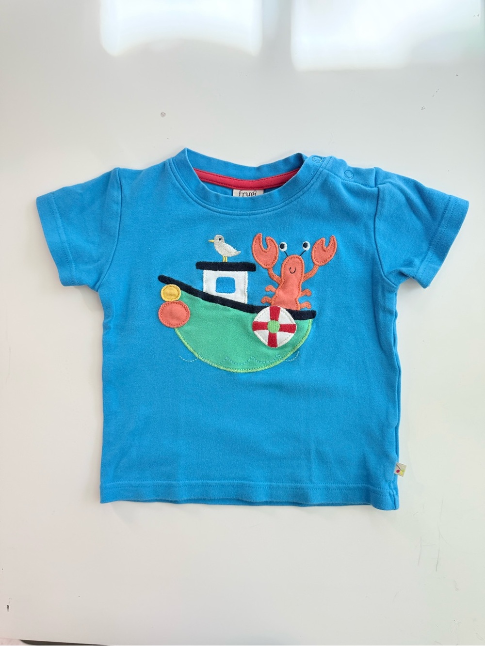 Frugi Appliqué Tug Boat Ocean Lobster Baby Shirt 18-24M Toddler Mini Boden